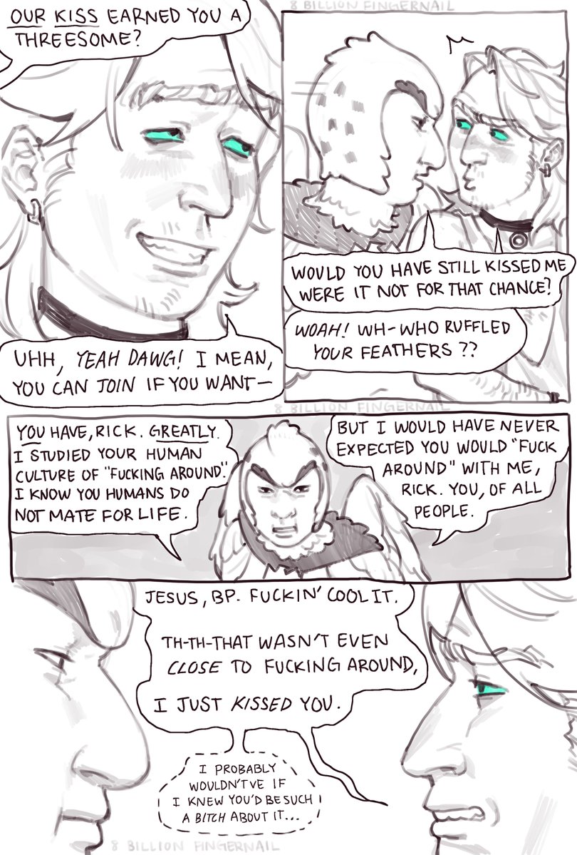 f1ngernail_l's tweet photo. (2/2) here is the rest of the comic! (The final page will be in replies) Rick suffers from dead wife syndrome in this one, broh. #birdrick and doomed #rickdiane https://t.co/XNrEe8jHcO