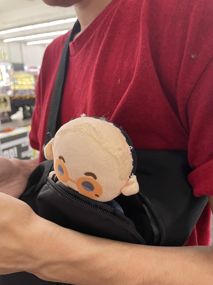 buriedlocket's tweet photo. friend staying with us who knows nothing about Trigun has been getting more and more emotionally attached to Bash (bald vash) ever since I left him downstairs, he’s started taking it everywhere with him and gets distressed if he doesn’t see him. Do I intervene? https://t.co/U12bCyit7d
