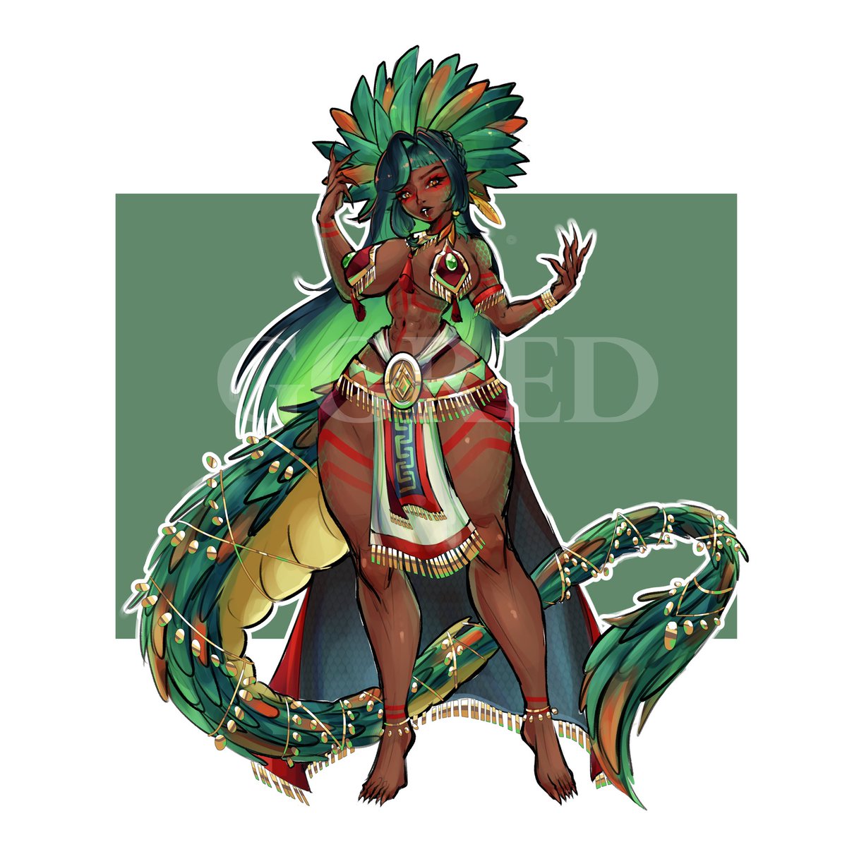 GGR3DD's tweet photo. QUETZALCÓATL💚 another lady for my version of #adoptober hope yall like her! (she’s already sold 🥺❤️)

#adoptable #oc #quetzalcoatl https://t.co/Ua3iwKTFEH