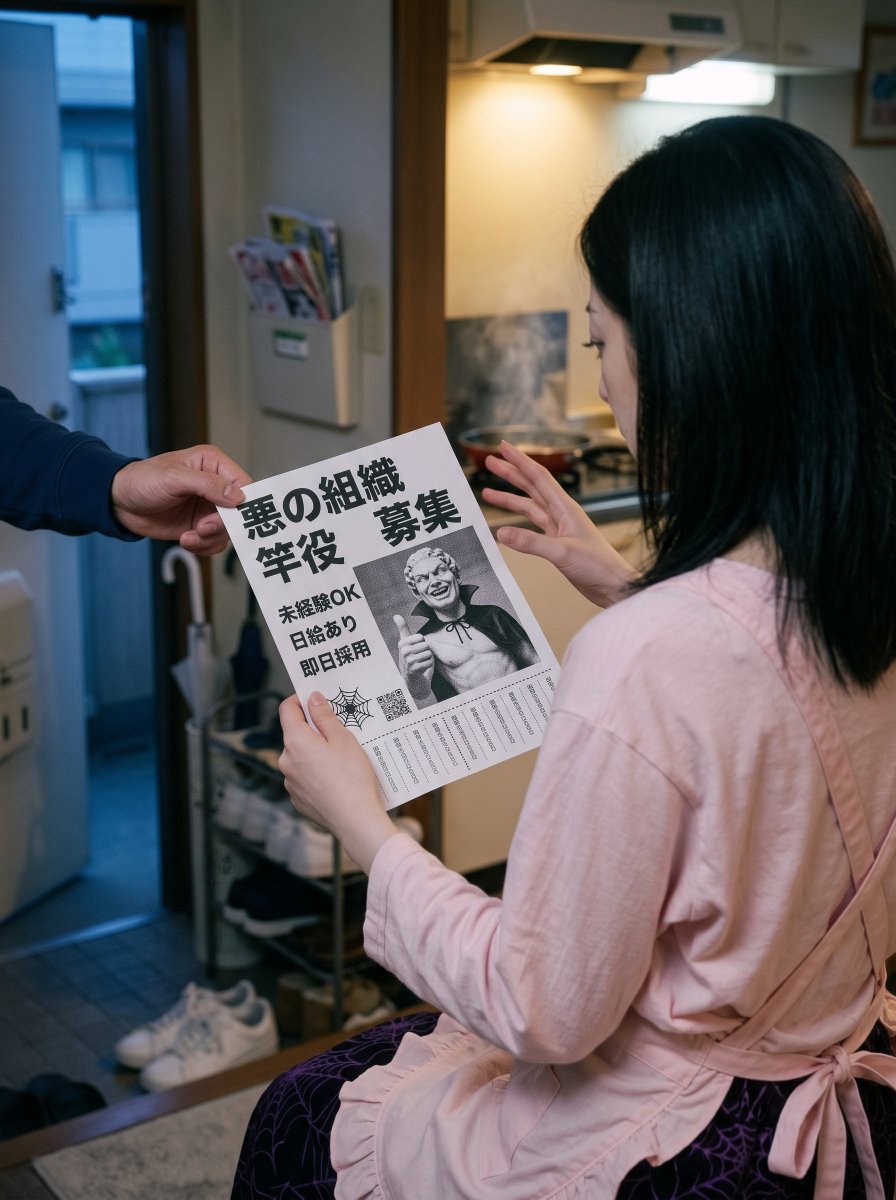 sentaiheroine's tweet photo. 新章突入9

たけしはポストに入っていたチラシをクモ美に渡す、悪の組織の竿役募集のチラシだ。
クモ美(やつら、一般人までついに竿役に使うのかよ、ダヴィデ像だとセンシティブ回避できてたのに…)
たけしはクモ美との生活費を稼ぐためにも応募してみるよと呟くのであった… https://t.co/dFDS6lWWRS