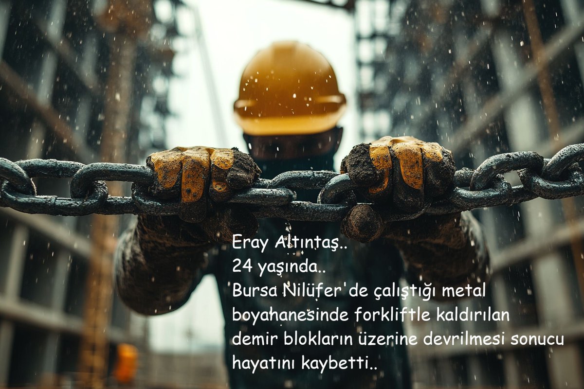 isigmeclisi's tweet photo. Eray Altıntaş..
24 yaşında..
Bursa Nilüfer'de çalıştığı metal boyahanesinde forkliftle kaldırılan demir blokların üzerine devrilmesi sonucu hayatını kaybetti.. https://t.co/SKUKWiaIFS
