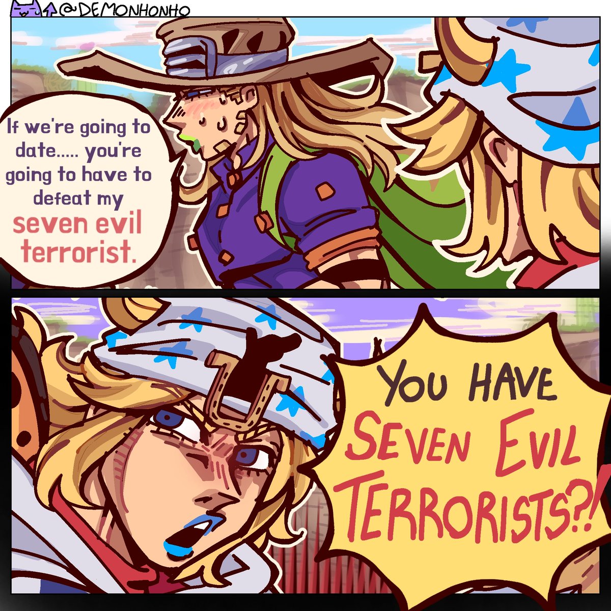 Demonhonho's tweet photo. Steel Ball Run EP 5 plot:
(Idea by @deeryheart)
#gyrozepellin #johnnyjoestar #jojopart7 #jjba #sbr https://t.co/wr1ZCoDwTe