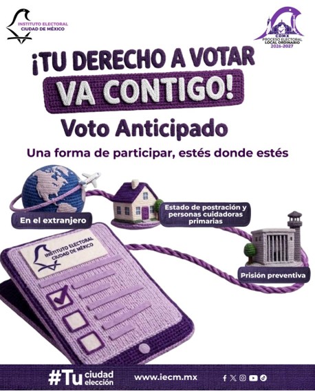Distrito28IECM's tweet photo. 🌎🏠🔒 Estar lejos, encontrarte en estado de postración o estar en prisión preventiva no significa dejar de formar parte de las decisiones de nuestraciudad.
El Voto Anticipado busca garantizar que más personas puedan ejercer su derecho a votar. https://t.co/y8Be8W1fDR