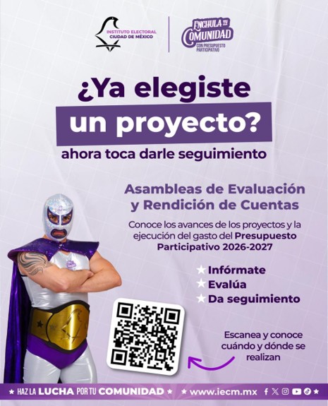 Distrito28IECM's tweet photo. 📊 Elegir un proyecto fue solo el primer paso.
Ahora puedes conocer los avances de los proyectos y la ejecución del gasto en las Asambleas de Evaluación y Rendición de Cuentas del Presupuesto Participativo 2026 y 2027.
📍 https://t.co/DkAjGcoUP5 https://t.co/NJLy751HFE