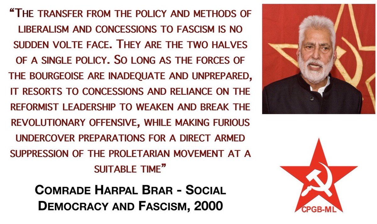 CPGBML's tweet photo. Social democracy (Labour in the UK) paves the way for fascism. Always and everywhere, when the workers’ discontent rises and the liberation movement to bring real socialism gathers organisation strength. 

The suppression of the palestine solidarity movement by the “Labour” party on the UK demonstrates this just as clearly as the Social Democratic Party in Germany allying with Hitler to crush the militant Marxist, communist working class movement in Germany in the 1930s. 

Must Read: https://t.co/W5r9X00TzT