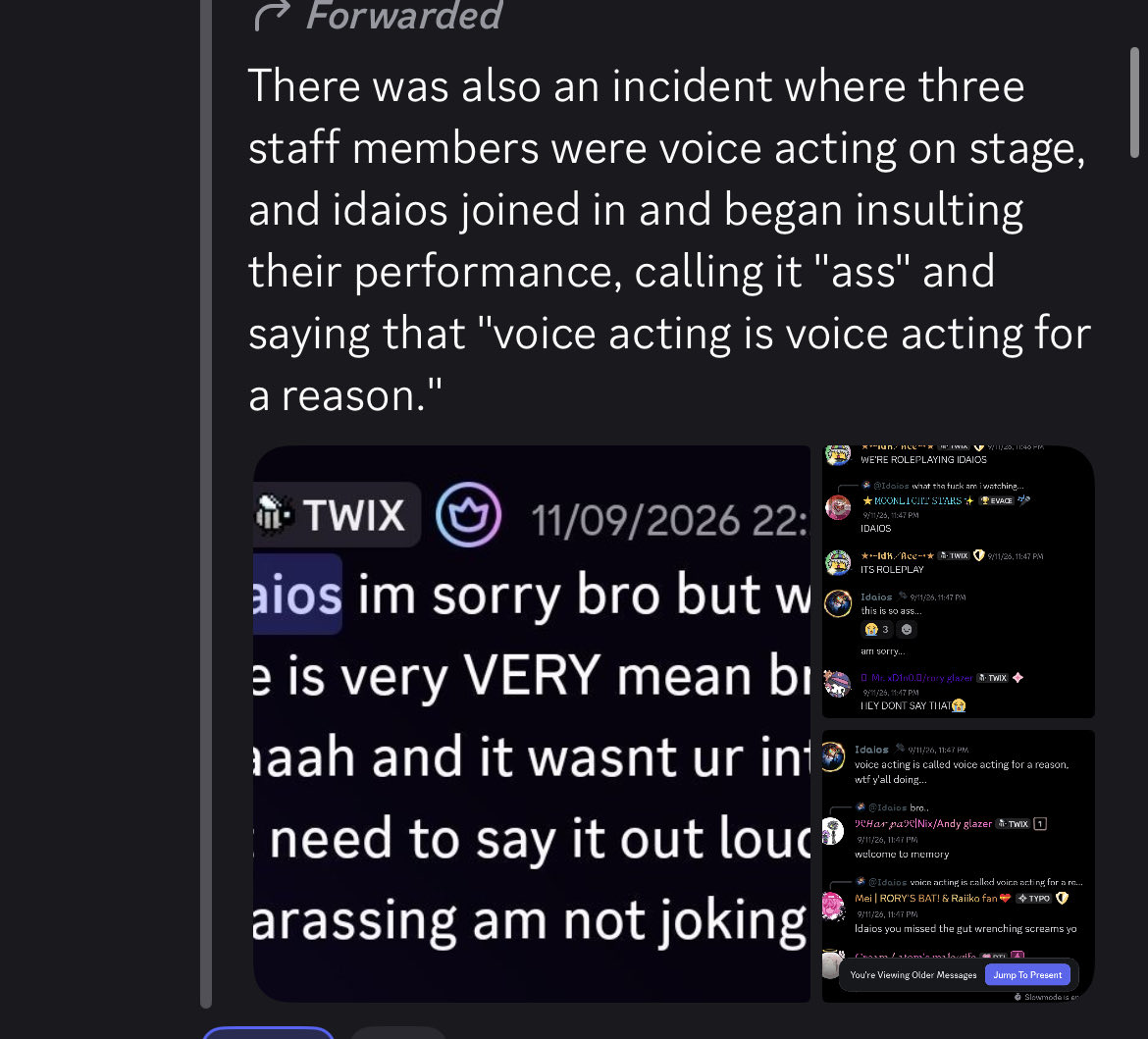 avl6xee's tweet photo. everyone is talking about twixxel but what about idaios this man is selfish and arrogant 

How can you work as a staff member with something like THAT

Then he is going to say "uh but I never say thisss🤓🤢"  #TWIXXELDISBAND #IDAIOSDISBAND https://t.co/xqWBrKjNlN