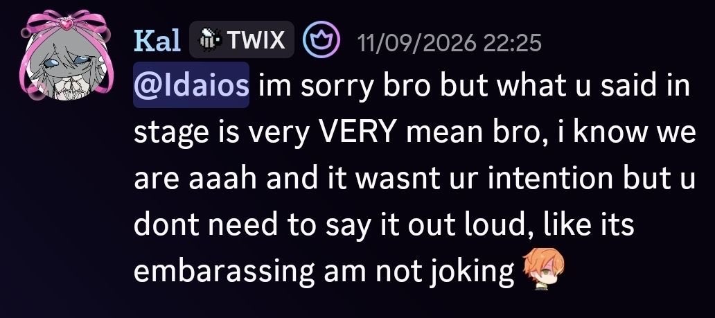 avl6xee's tweet photo. everyone is talking about twixxel but what about idaios this man is selfish and arrogant 

How can you work as a staff member with something like THAT

Then he is going to say "uh but I never say thisss🤓🤢"  #TWIXXELDISBAND #IDAIOSDISBAND https://t.co/xqWBrKjNlN