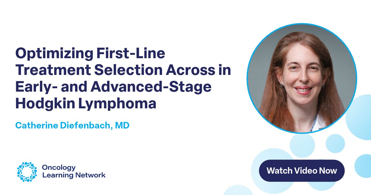 OncLearnNetwork's tweet photo. Catherine Diefenbach, MD, discusses evolving frontline treatment options for classical #Hodgkin lymphoma, highlighting the importance of balancing efficacy, toxicity, and financial burden as #immunotherapy-based regimens expand. Learn more: https://t.co/HmE6g3GVCu https://t.co/HyVWevJA8b