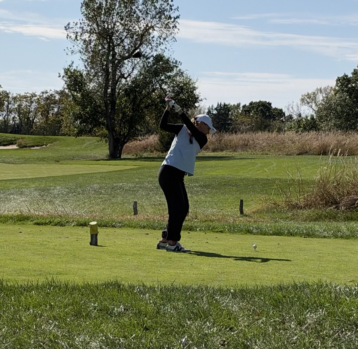 ADButlerOW's tweet photo. Alaina Evans teeing off on 12.  Currently in 3rd Place at State Golf!  The Owls sit in second place as a team! @OlatheWestGolf @MaBlackOW https://t.co/zP33qXcKOL