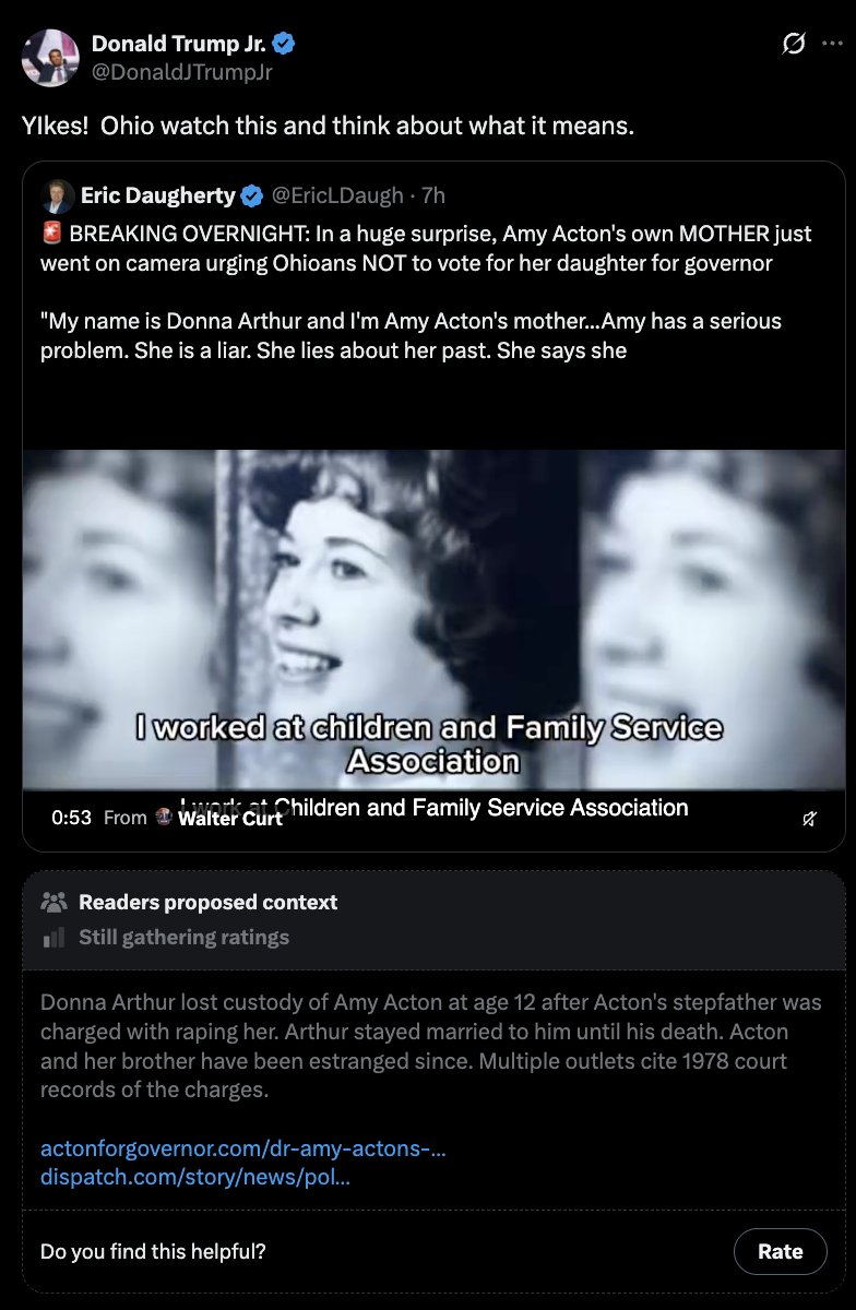 MeidasTouch's tweet photo. Leave it to Jr. to defend a pedo protector and sexual abuser https://t.co/uEnOZ984IZ