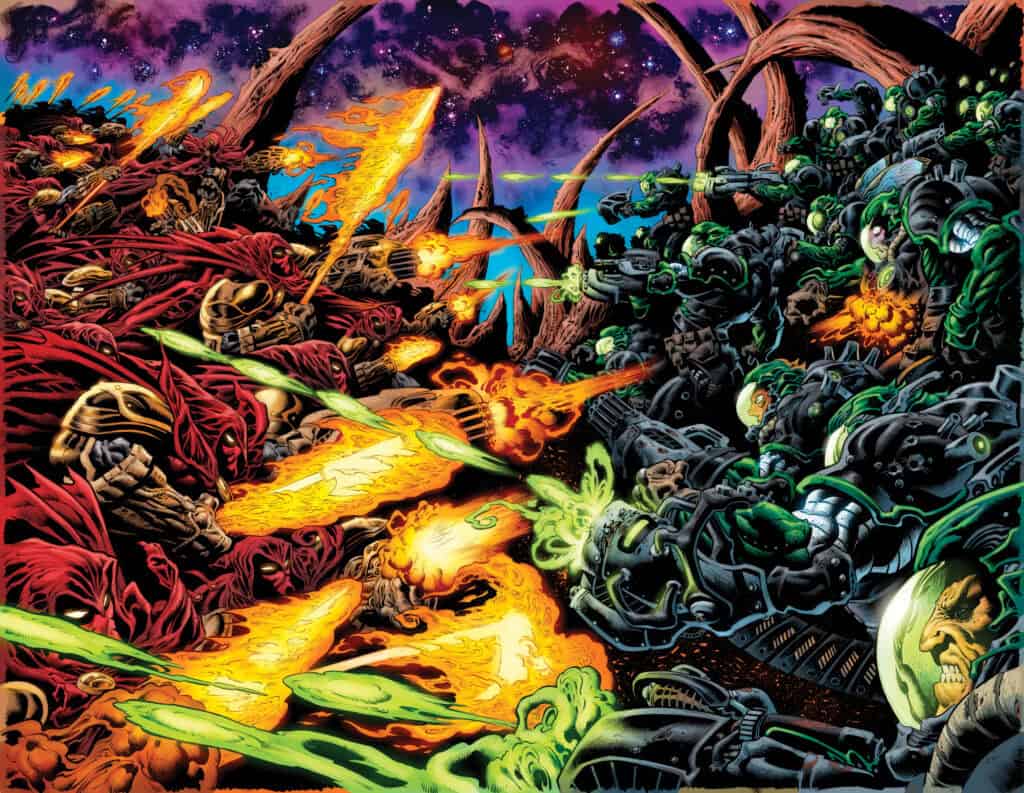 DanPGWatters's tweet photo. The idea grew from a seed we planted back in 2022's Sword of Azrael- the idea that St Dumas found a broken mother box during the 12th century.

Doomed Cosmos is what would have happened if that box wasn't broken. If the crusaders had suddenly accessed New Gods technology. https://t.co/TU9HVgsYHu