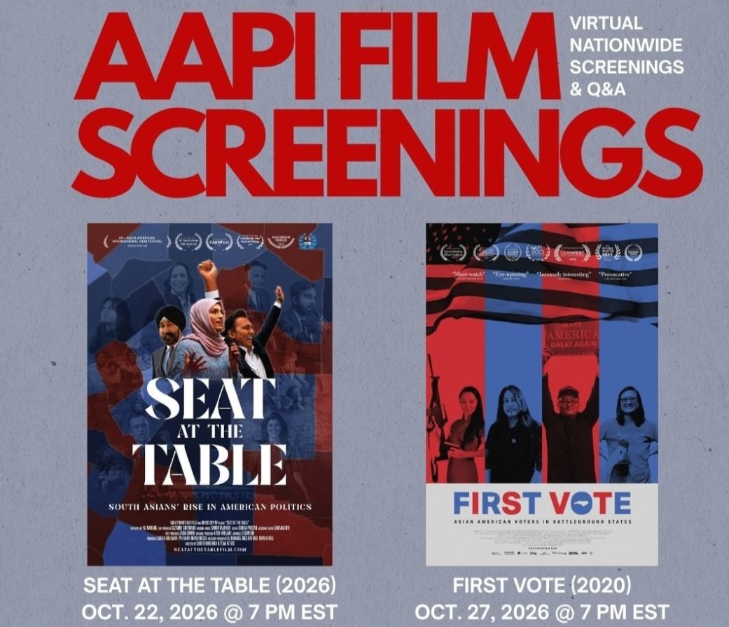 CAAM's tweet photo. .@APIAVote is hosting nationwide virtual screenings for two documentaries: “Seat at the Table” (Oct. 22) and “First Vote” (Oct. 27). Each film will be followed by a Q&amp;A session and discussion about how to mobilize the AAPI community.
RSVP: https://t.co/vXii2zMg5z https://t.co/k6VK5c8dqA