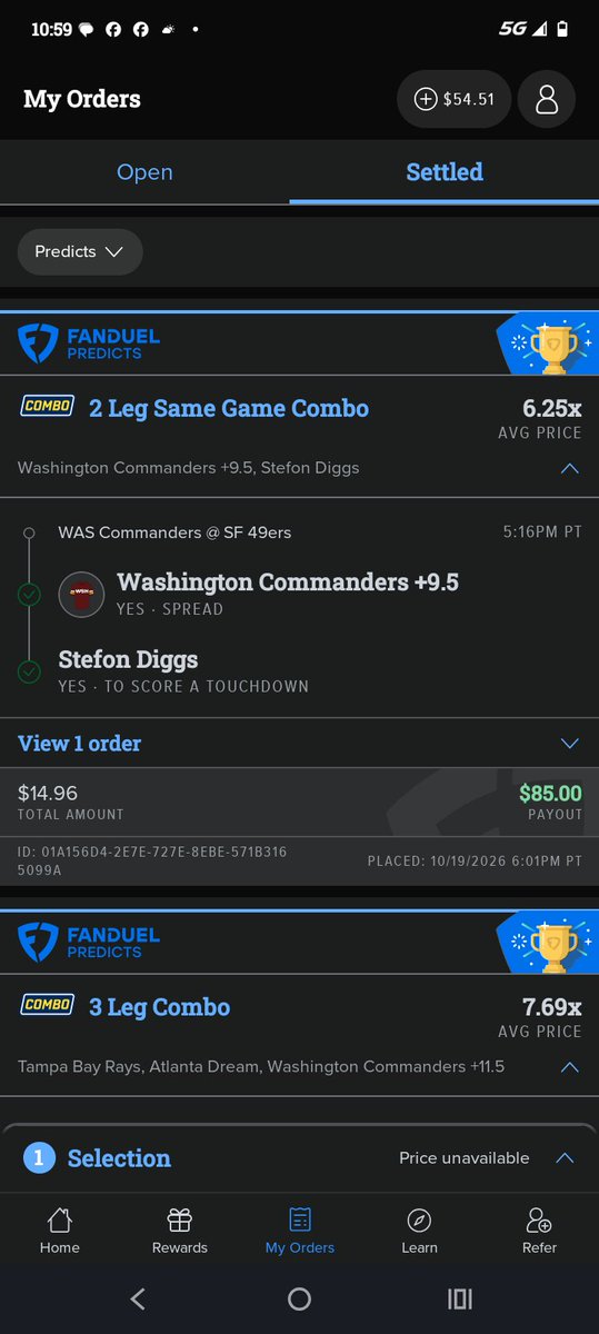 wakeandbake775's tweet photo. 2 outta 3 hit yesterday but it shoulda been 3 outta 3 but @FanDuelSports didn't compensate me for Terrys 1st qt injury.  #SportsBettingX #fanduel #NFLBets https://t.co/pcAh2JyHAq