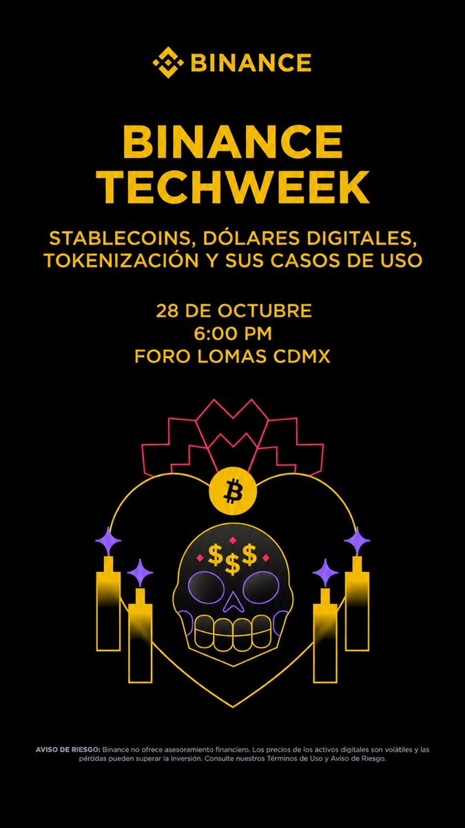 9_SS_IB_9's tweet photo. En Binance queremos invitarte a descubrir, de la mano de expertos, cómo las stablecoins, los dólares digitales y la tokenización están transformando nuestra relación con el dinero y abriendo nuevas oportunidades financieras.
https://t.co/Tj2E7JgOAZ
#Binance #CDMX #techweek https://t.co/fGCL0LYIeR