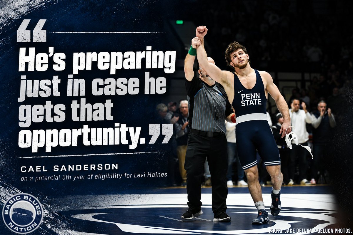 basicblues's tweet photo. BREAKING: Cael Sanderson says two-time national champion Levi Haines is preparing for a fifth season with Penn State wrestling. 

There are several ongoing court cases around the country regarding additional eligibility for NCAA athletes. Haines is ensuring that he is ready to go, just in case the opportunity arises:

"He's in class right now. He'd probably rather not be in class, but he's preparing just in case he gets that opportunity. Just like anybody else, we're just waiting to hear the final word. It's been a pretty wild five years of ups and downs and changes and twists and turns. But everyone's in the same boat, and everyone's trying to navigate and figure out what they're doing."

#WeAre #PennState #PSUwr