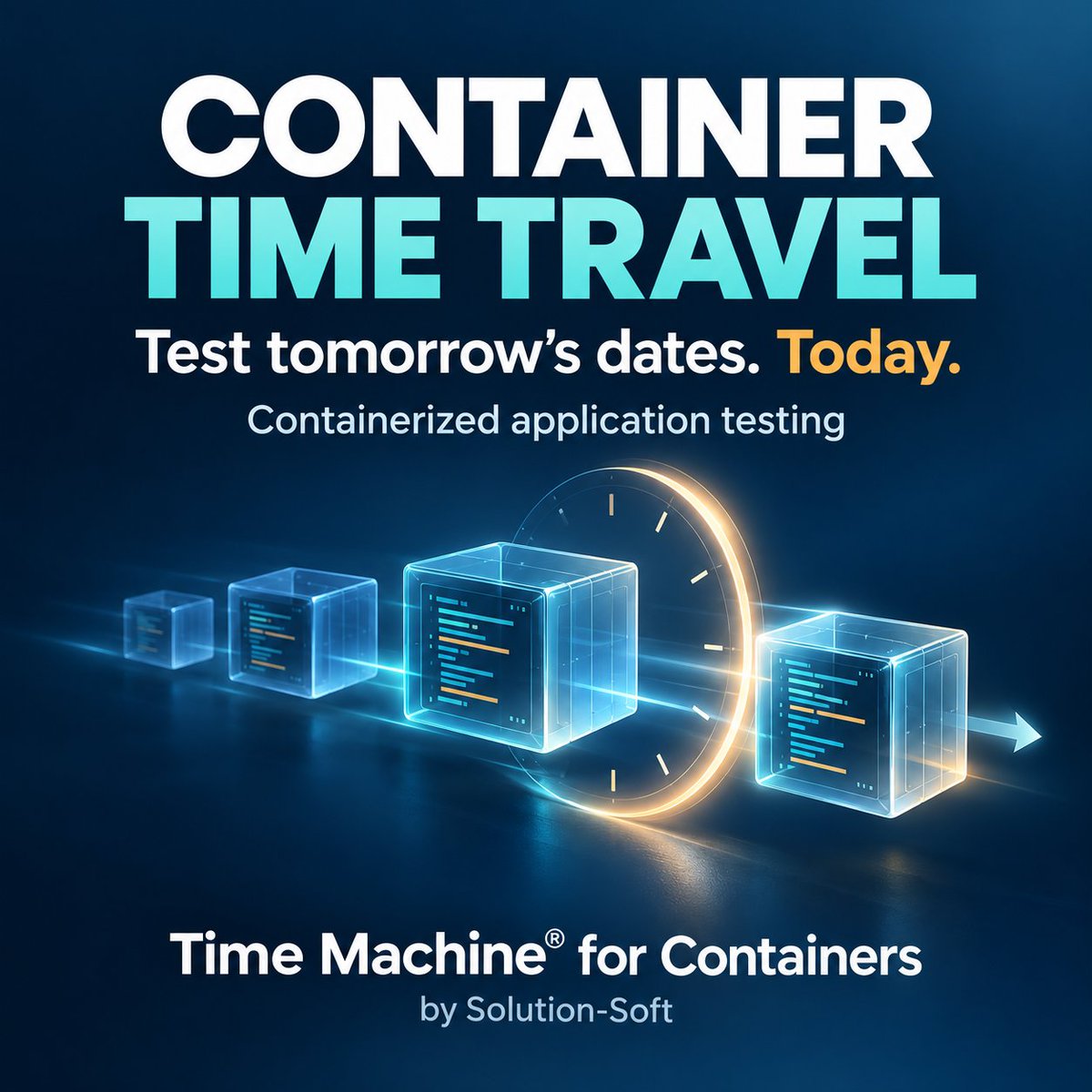 SolutionSoftTM's tweet photo. Put future dates to the test. ⏩
Time Machine® for Containers brings container time travel to containerized application testing—helping teams validate month-end, year-end, and expiration scenarios.
https://t.co/G9Koxfq0AR
#TimeMachine #SoftwareTesting #ContainerTimeTravel https://t.co/dOYuItKUJT