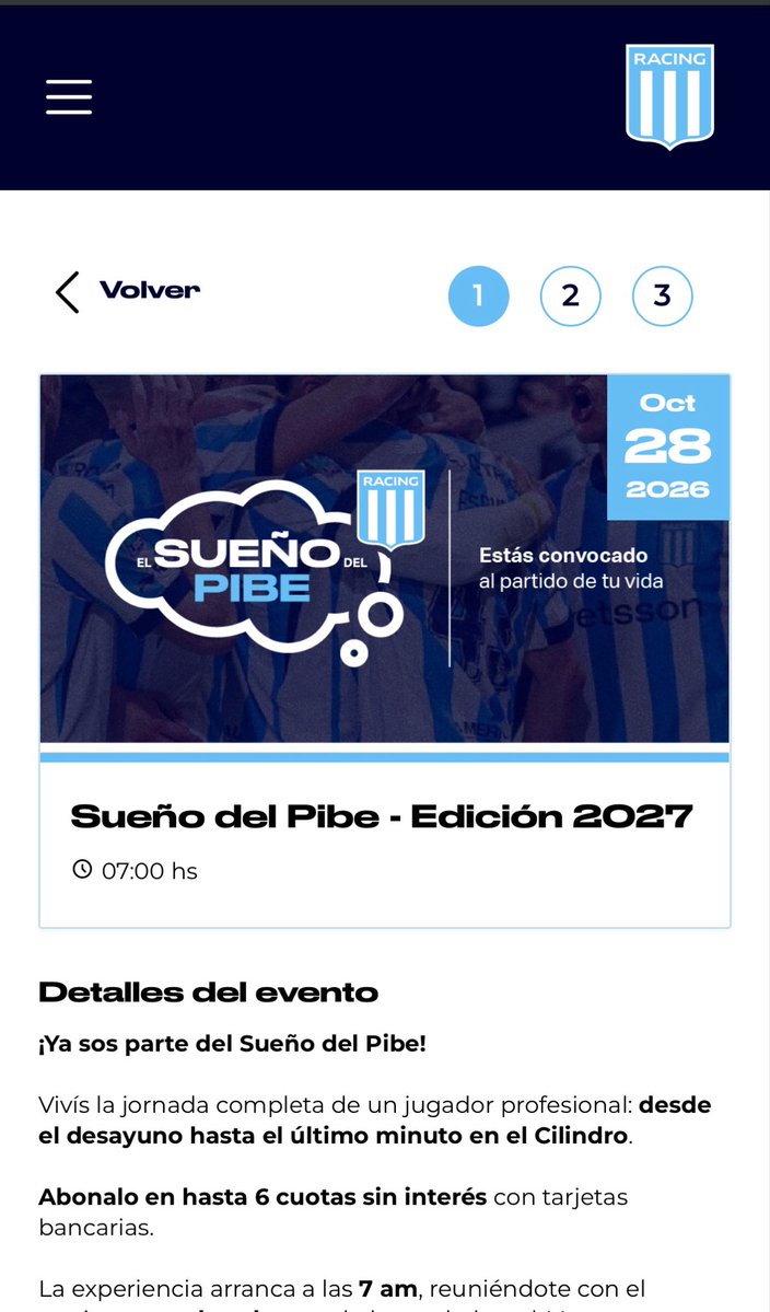 sof_1903's tweet photo. Vuelve El Sueño del Pibe. Una gran iniciativa y experiencia para socios de Racing.
Ya está disponible en Racing Pass. El valor es de $660.000. ¿Opiniones?

Link: https://t.co/3EoByX299Q https://t.co/NkDvrubkYq