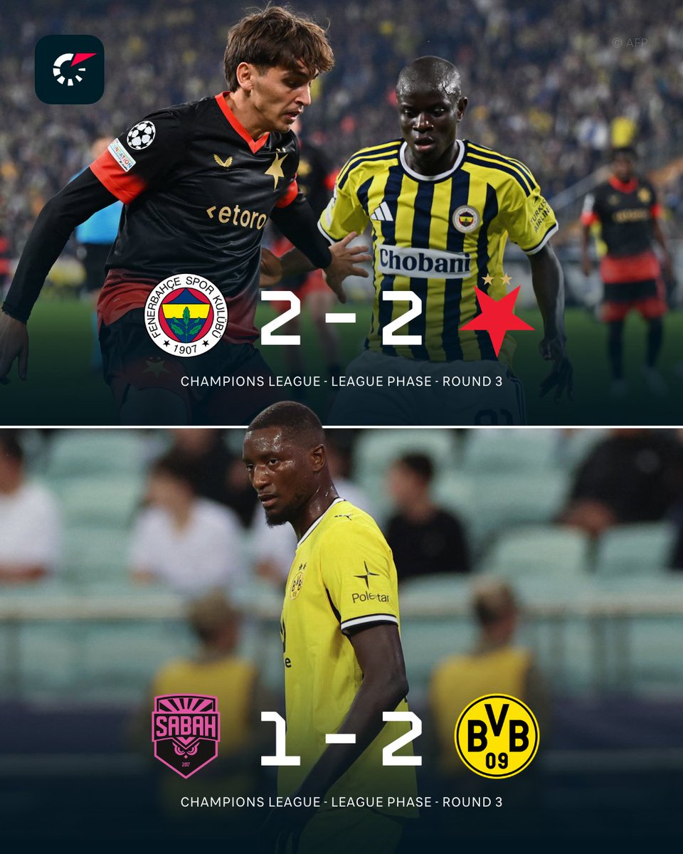 Flashscorecom's tweet photo. Slavia strike late to deny Fenerbahce as Dortmund claim a narrow win in Baku. 🤏

Match stats. 📊
🇹🇷🆚🇨🇿 https://t.co/MXPm0Y3Gcl
🇦🇿🆚🇩🇪 https://t.co/btLipN0DSX https://t.co/nJUNqsX1eB