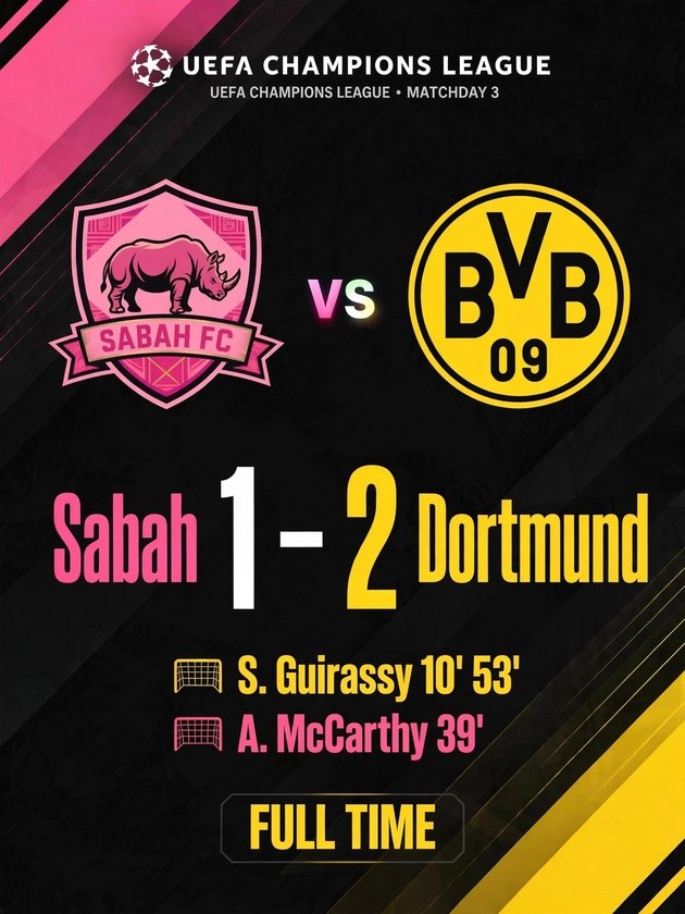 Minnenhleee's tweet photo. FT | Sabah 1-2 Dortmund 
💪🖤💗
Guirassy 10' 53', McCarthy 39'
#UCL #SabahBVB #Sabah https://t.co/JzPgmzjnx1