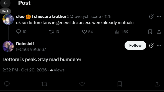lovelychiscara's tweet photo. dottore is peak. stay mad bumderer. https://t.co/bnKzcFIQfQ