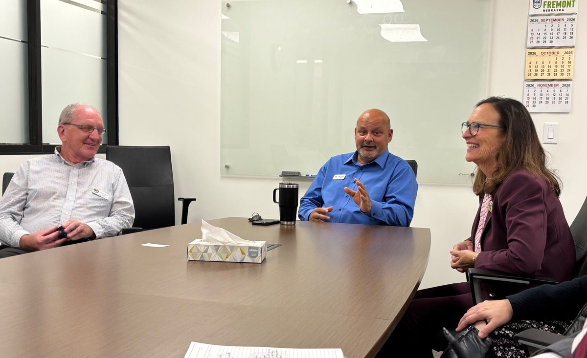 SenatorFischer's tweet photo. Good to be in Fremont to visit with Mayor Sookram and city leadership. Fremont is growing quickly, and it was great to hear about the projects happening in Dodge County. https://t.co/Ibrag3RNqH