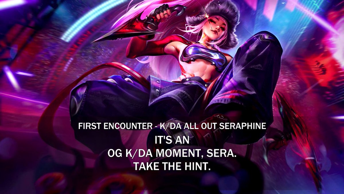 HeyShuggie's tweet photo. Do nada a Akali dando um shade pra Seraphine vei... carai... 

"Aqui é só o K/DA Original, Sera. Se situa" https://t.co/kxSxY1KbgV