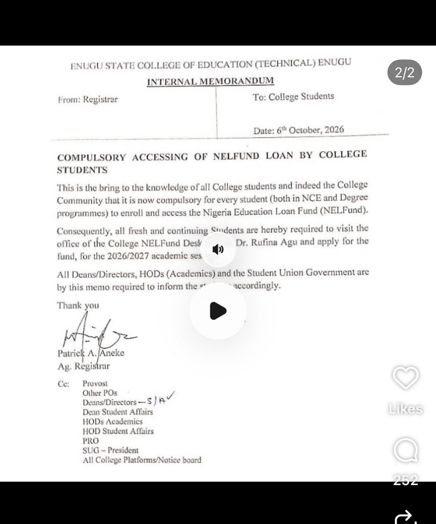 bwgreyarea's tweet photo. Why would any institution make student loan compulsory? https://t.co/s6WrW0ruAO