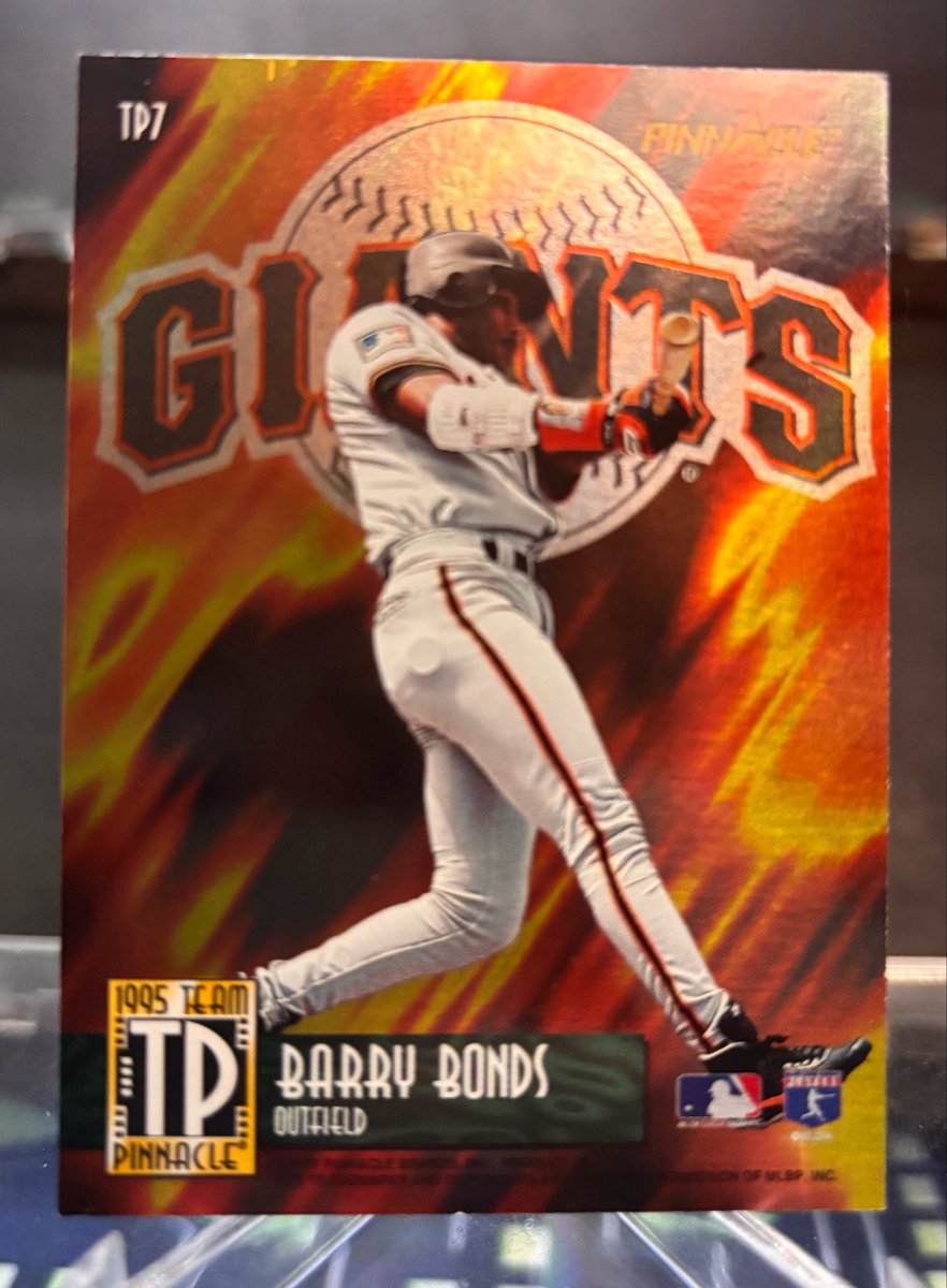 stackcitycards's tweet photo. Here are some cards I just had to keep:

My first ever card shop purchase:

1995 Team Pinnacle Griffey/Bonds (on the back) https://t.co/gzpYxB4Sww