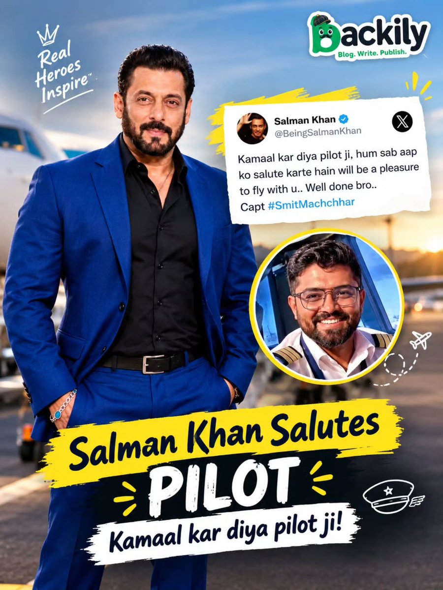 limapietra4i's tweet photo. Salman Khan gives pilot Smit Machchhar a big shoutout: “Kamaal kar diya, pilot ji. ” A proud and inspiring salute to the man behind the flight. https://t.co/IAepJqHJbe
