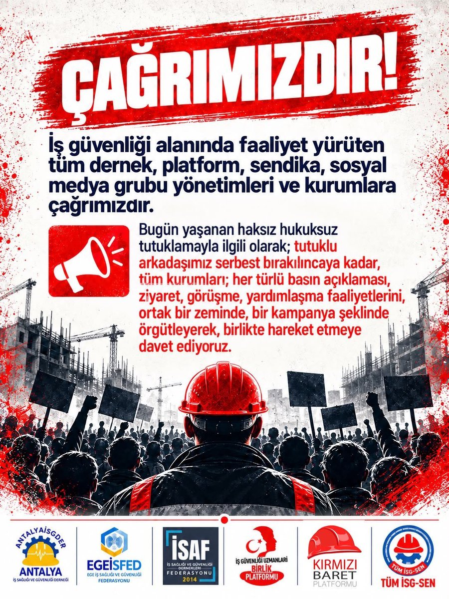 kirmizibaretisg's tweet photo. Günah keçisi değiliz! 
İş Güvenliği Uzmanları olarak bu Pazar günü saat 14.00'da Kadıköy Süreyya Operası önünde olacağız. @kozatv01 @sozcu_tv @gazetesozcu @evrenselgzt @birgun_gazetesi @cnnturk @haberturk @ntv  @trthaber @anadoluajansi @ankahabera @ihacomtr @dha_web @nowhaber https://t.co/xHiEDTguze