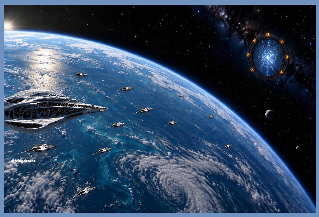 Icingdeathe's tweet photo. @BaronDestructo Playing around with that impressive Wraith ship concept. Thinking of putting this or another yet to be design on canvas. 
Decorated a "Space" bedroom for my son when he was younger, so I've lots of memorabilia incl the Stargate light for a new sci fi room after the upcoming move. https://t.co/Sb5o0lQSJW