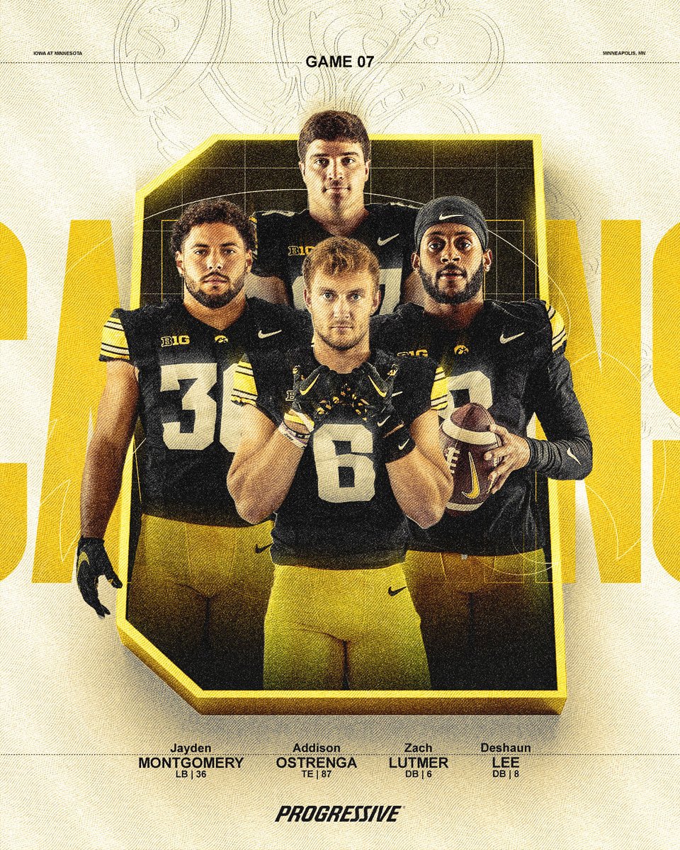 HawkeyeFootball's tweet photo. Game Seven Captains. https://t.co/p48OvKCQcr