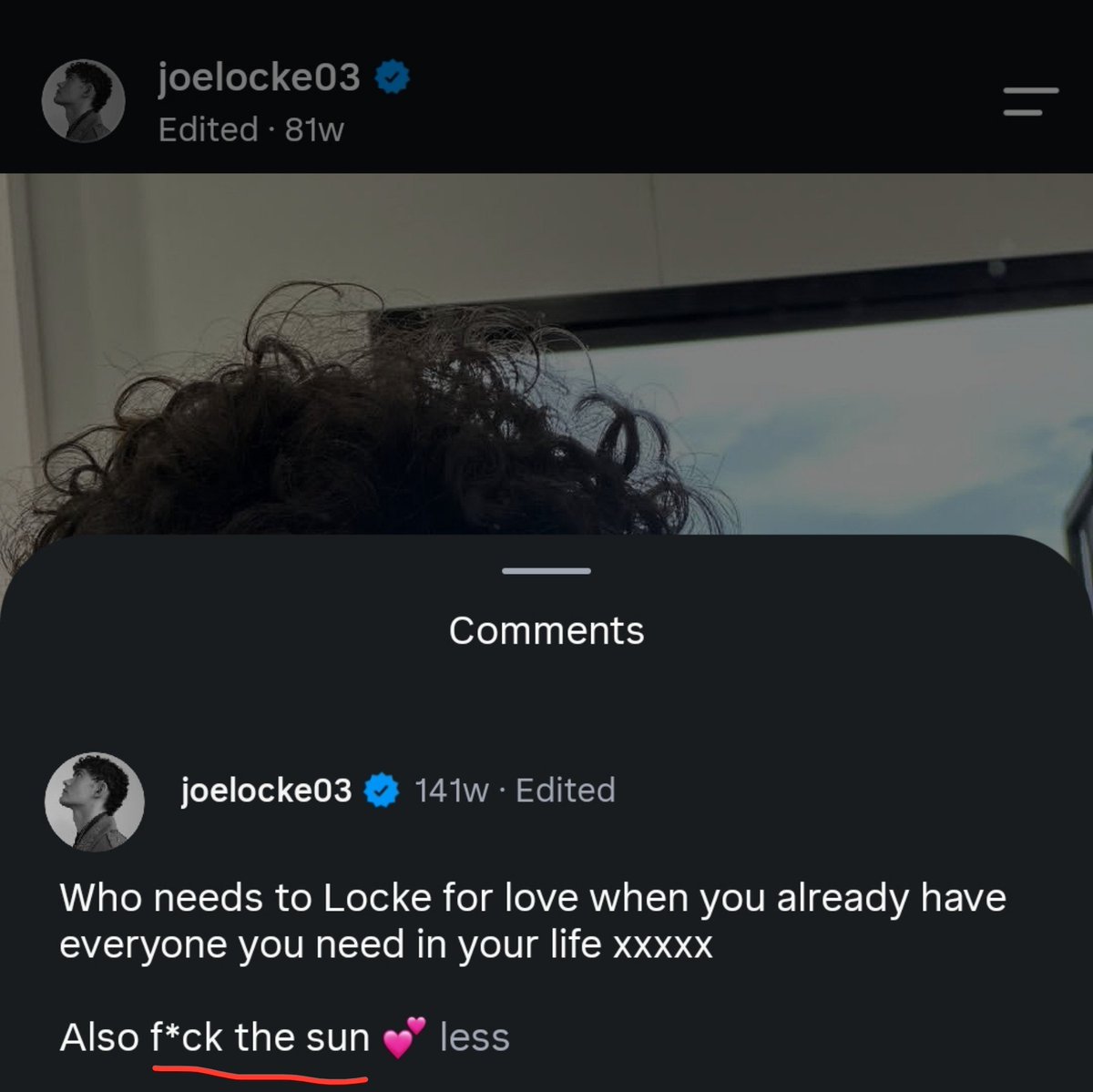 reiislocked's tweet photo. publicly cussing the s*n vs wearing their shirt proudly and posting it on feed oh joe locke i understand why you dumped his ass https://t.co/3nHBpqH5hY