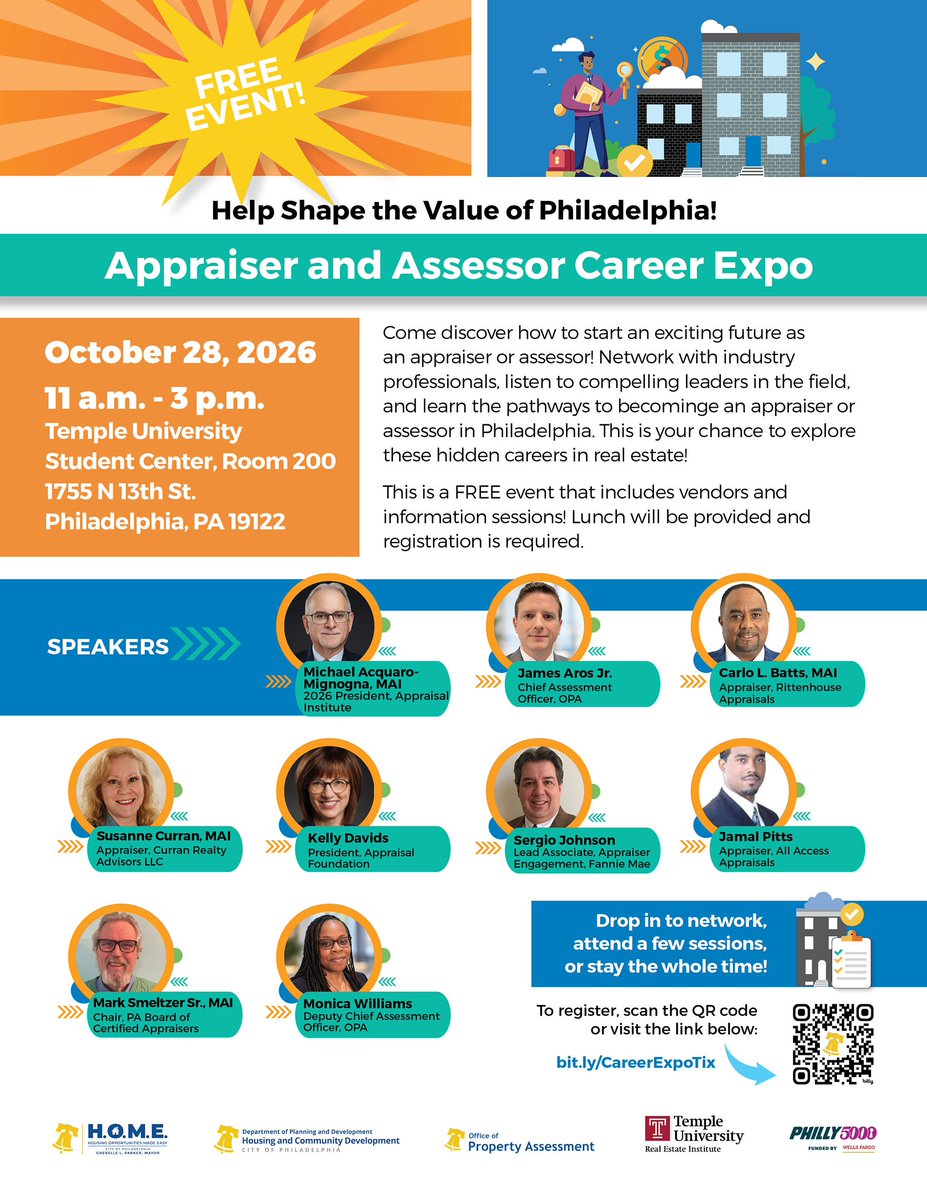 PA_HumRelComm's tweet photo. ✨PHRC is excited to join the upcoming Appraiser &amp; Assessor Career Expo! We'll be moderating a session and tabling at this great event, come say hello!
October 28 | 11:00–3:00 PM | Temple University Student Center, Room 200

Learn more about the event: https://t.co/nXXyV5P3iB https://t.co/Rue3gGEftk