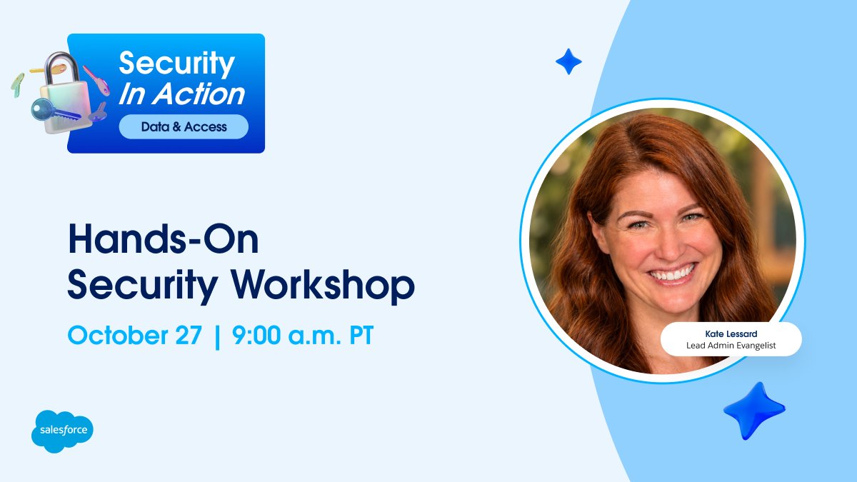 SalesforceAdmns's tweet photo. Time to flex those security muscles. 💪

Security In Action: Data &amp; Access is back October 27 at 9 a.m. PT! Get hands-on with Salesforce security tools in a free practice org and build skills you can bring back to your own.

Register now: https://t.co/5AcE1OnPvk https://t.co/JG1Z894VFl