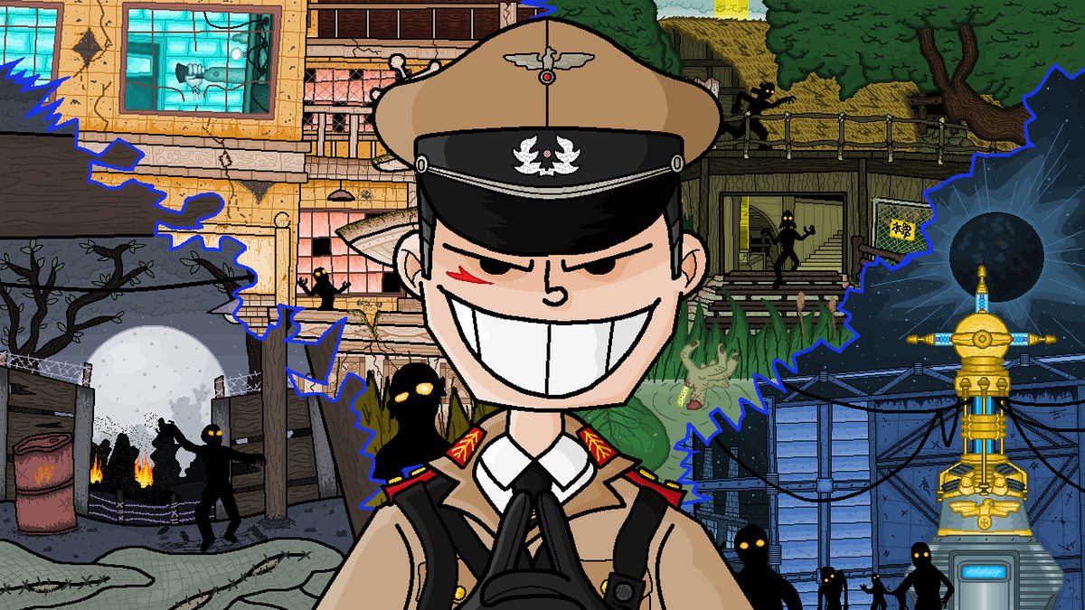 ThatOnePivot's tweet photo. Soooo, I made this cool little piece for the newest video in the Le Guys channel, like I mentioned weeks ago it's a retrospective on World at War Zombies. Go see it if you got spare time! 

YT: https://t.co/nTSatKIM2L
Art: https://t.co/OUicwodpiC https://t.co/1pRRgdtPHm