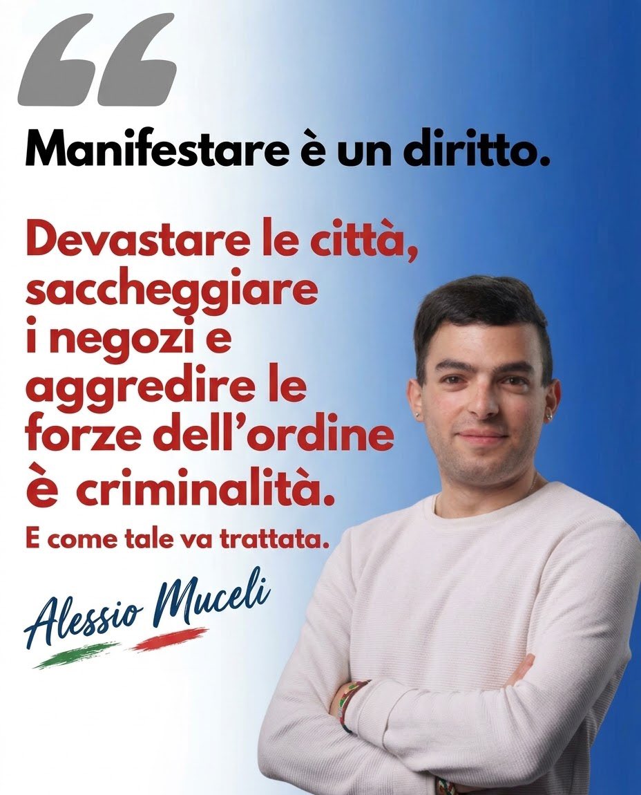 MuceliAlessio's tweet photo. Manifestare è un diritto, ma la violenza è criminalità. Con il nuovo Decreto Sicurezza, il Governo Meloni inasprisce le pene per chi devasta, saccheggia o aggredisce le forze dell'ordine. Previste anche sanzioni economiche per i genitori di minorenni vandali. Tolleranza zero https://t.co/oZeKUY0sXo