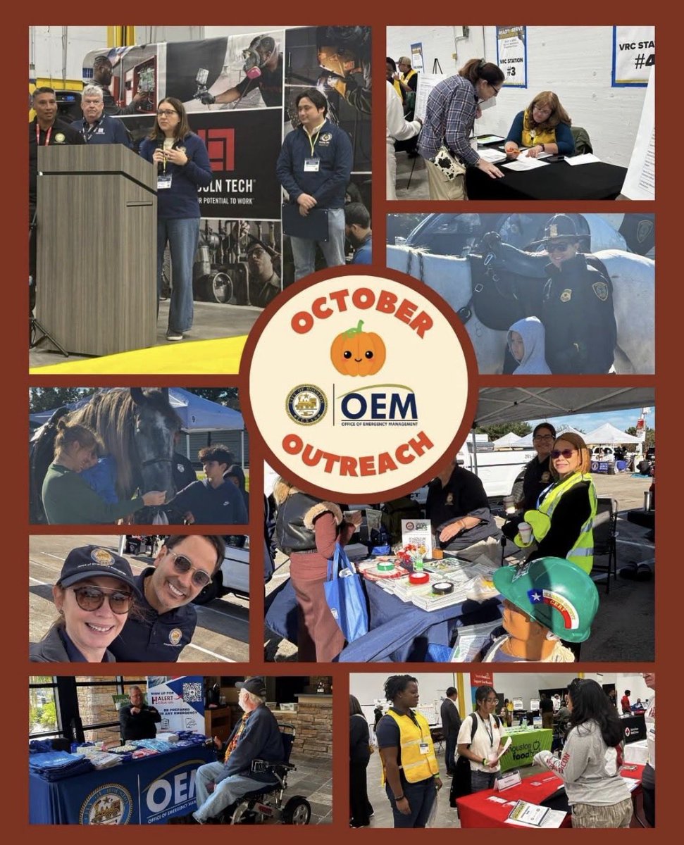 HoustonOEM's tweet photo. October has been a busy month! Our team has been out in the community nonstop, connecting with residents at preparedness fairs, neighborhood events &amp; Fall festivals. So far this month, we've attended 17 events, reached more than 1,800 people and many more to go! https://t.co/xDi9KARaBd