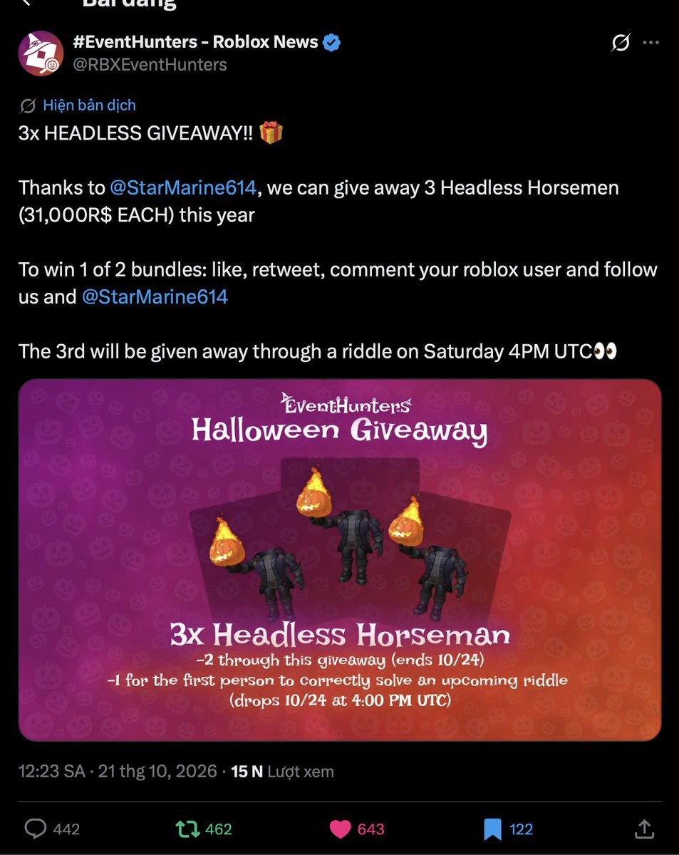 _avocchoco's tweet photo. @RBXEventHunters @StarMarine614 Thank you so much for the giveaway !!!
Goodluck everyone !
My username: vvenfu https://t.co/kpMgXuiS9h