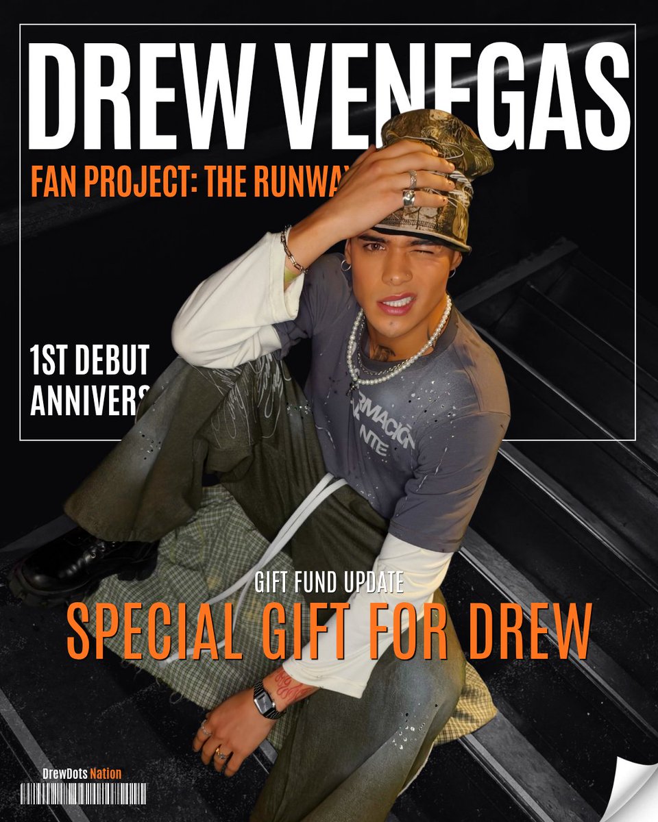 drewdebutt's tweet photo. 🧡💫 THE RUNWAY: GIFT FUNDRAISER 💫🧡

Queremos preparar un regalo especial para Drew, un detalle que pueda conservar como recuerdo de su primer aniversario de debut con Santos Bravos. 🧡✨
#Drew #SantosBravos #DrewVenegas #TheRunway #ANIVERSANTO2026 https://t.co/twQ1r7ddkT