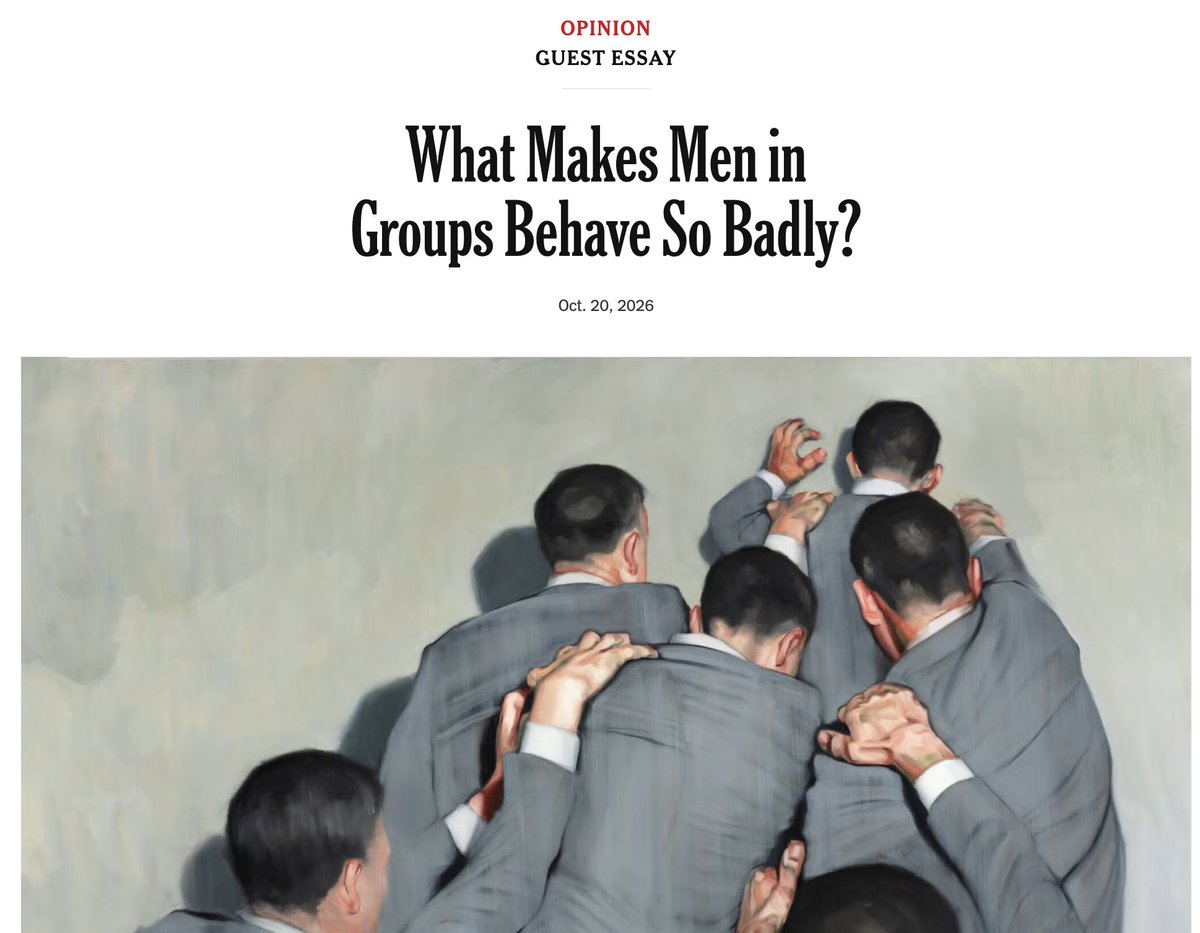 dcoxpolls's tweet photo. "According to the norms within many all-male groups, when one man proposes doing something immoral or illegal, the bro code dictates that other men go along with it."

I wish the author had demonstrated any curiosity about the way boys and young men are benefitted from participating in male-only groups the same way female-only spaces can help girls and young women thrive.

In my book, Generation Uncoupled, I found that it was men with fewer social connections who were most likely to express a sense of aggrievement. Who believed they were discriminated against, and said society did not value them. These are the boys & young men who are most likely to find their way to the manosphere.