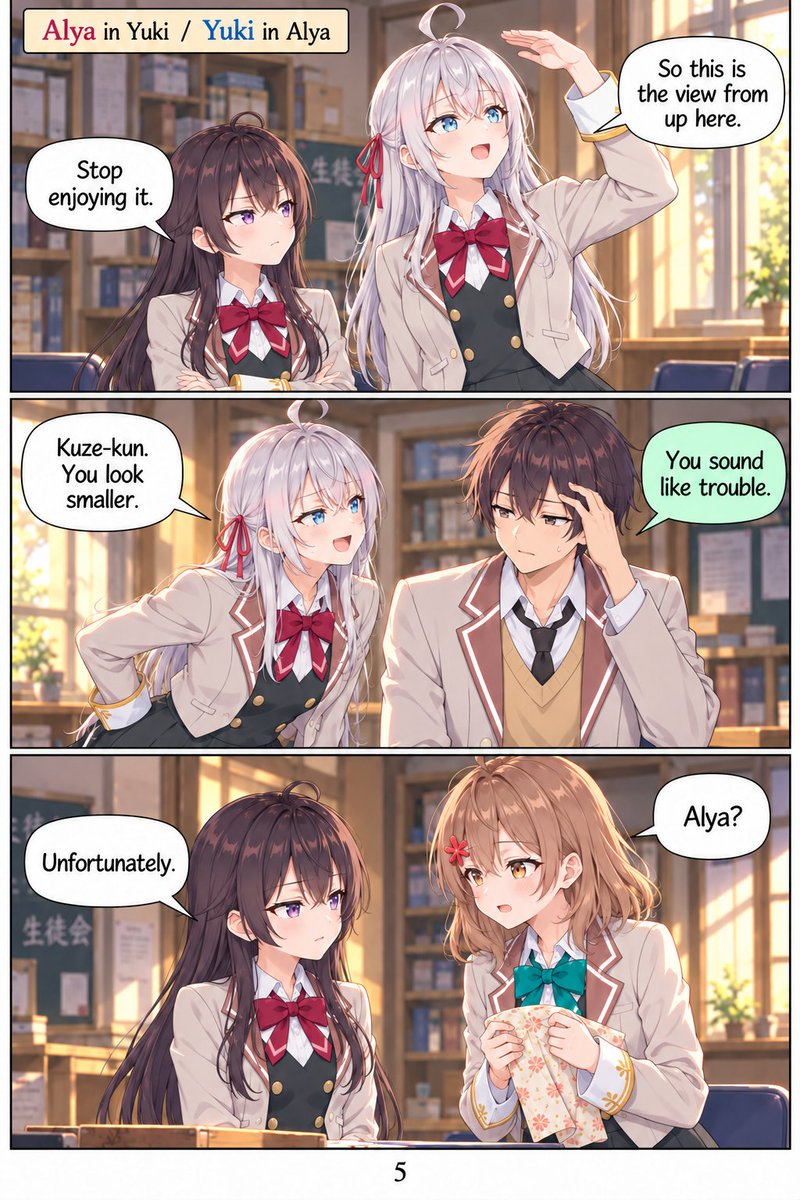 BodySwap's tweet photo. And today I uploaded a new one, this time, it will be the turn of Alya and Yuki to be swapped! 🫶

As a gratitude for reaching 100 members on Patreon (free and premium), I'm leaving both this comic and the Alya x Masha one available to read to free members!

Link on the reply ⬇️ https://t.co/VBoRxkQA5n