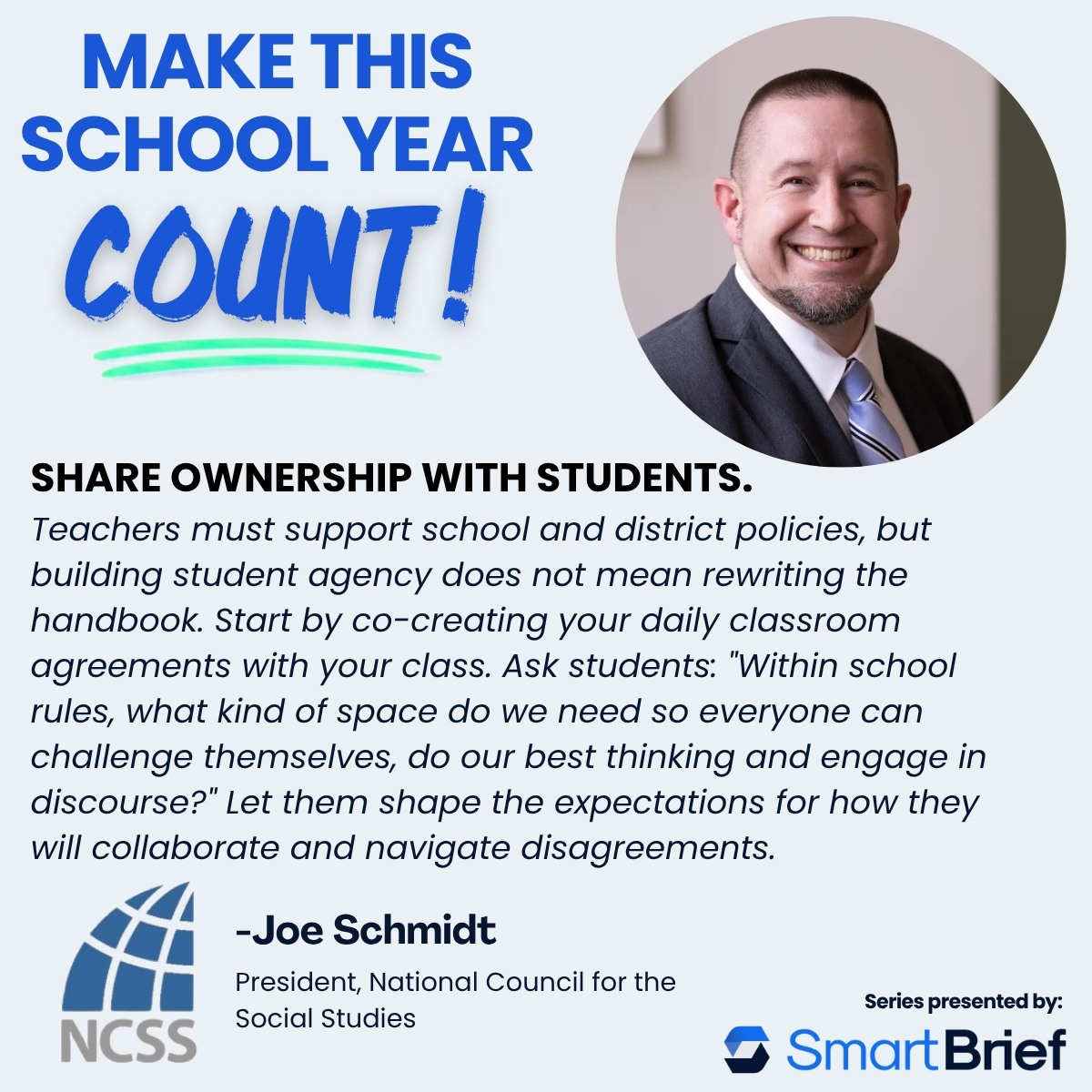 NCSSNetwork's tweet photo. “Teachers must support school and district policies, but building student agency does not mean rewriting the handbook. It is about sharing ownership with students where there is room to be flexible."

➡️ Read the full article: https://t.co/7aR1Xah5F3 @SBeducation #edchat https://t.co/Z1bEKIEubI