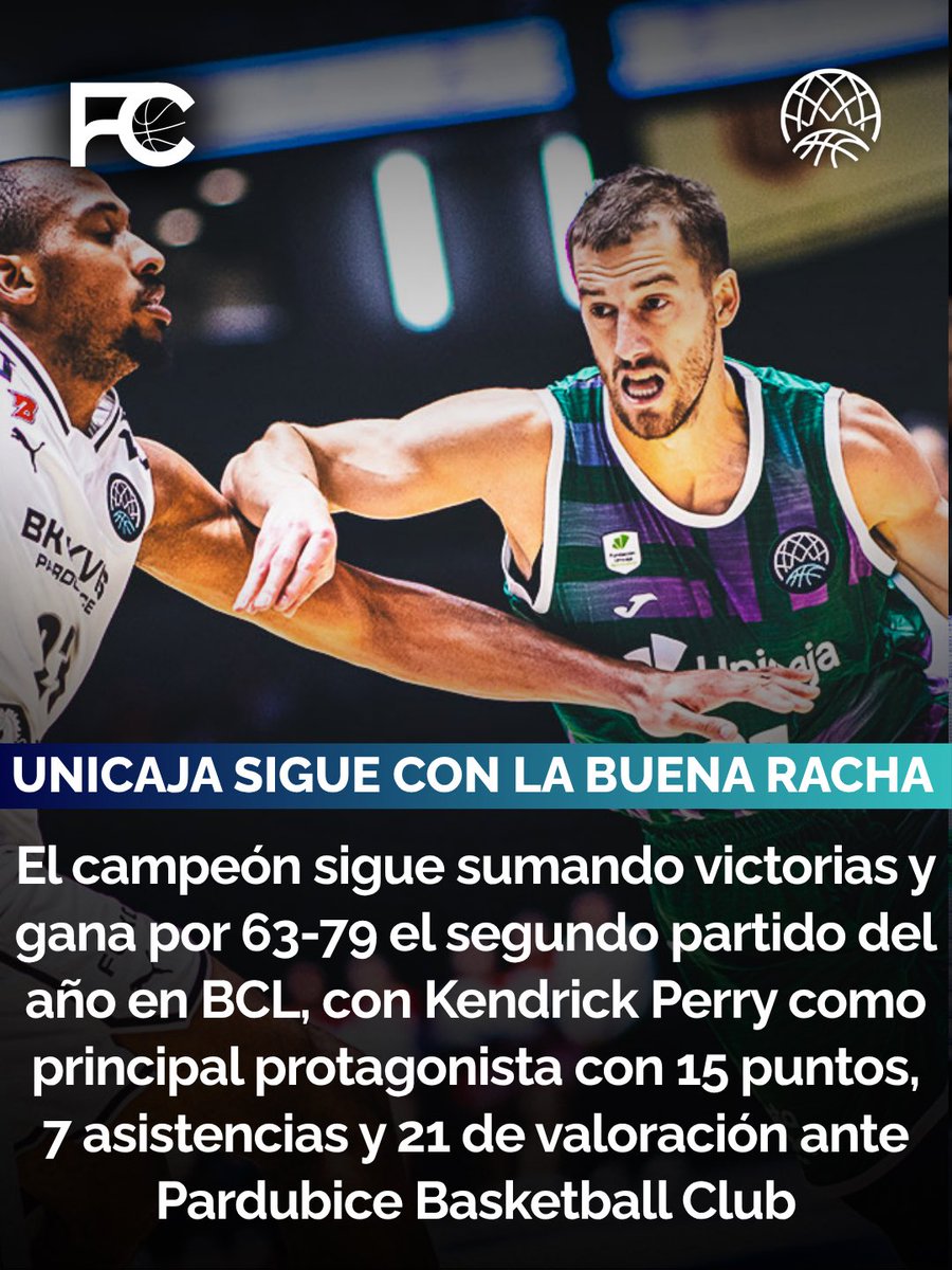 factor_cancha's tweet photo. ✅UNICAJA GANA FUERA DE CASA EN BCL

El equipo de Txus Vidorreta suma un nuevo triunfo ante Pardubice Basketball Club para seguir con la buena racha.

#baloncesto #acb #bcl #unicaja #victoria https://t.co/c40prNxHfA
