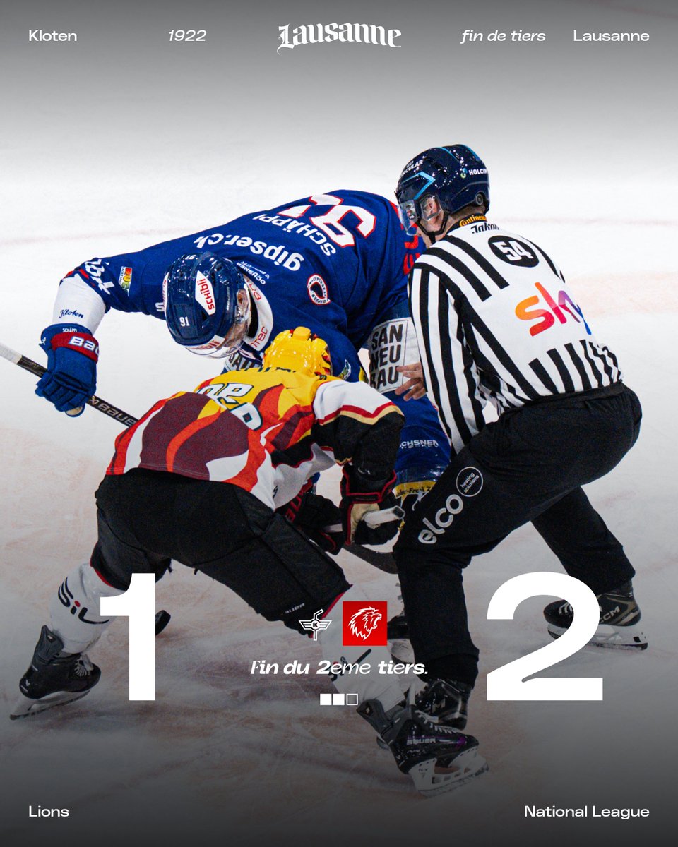 lausannehc's tweet photo. Kloten réduit l’écart en fin de période par Livio Truog, mais nos Lions conservent les devants. ⚔ https://t.co/KgqDB9oWJ8