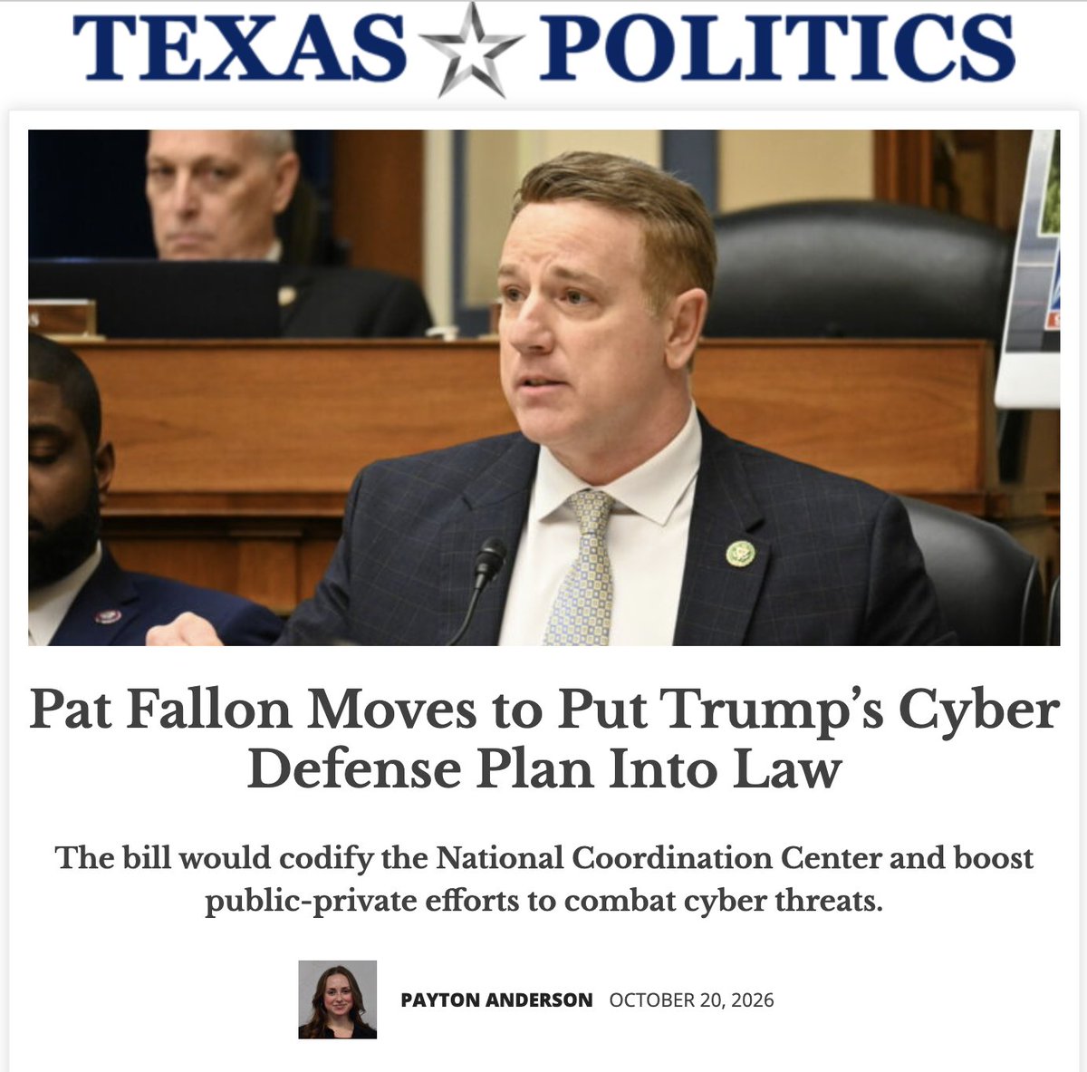 RepPatFallon's tweet photo. The DHS order removing DeepSeek from federal systems is exactly the kind of action we need against Chinese AI threats.

My National Coordination Center bill would permanently equip DOJ, DHS, and U.S. private companies to detect, disrupt, and defend against these risks and other cyber adversaries.