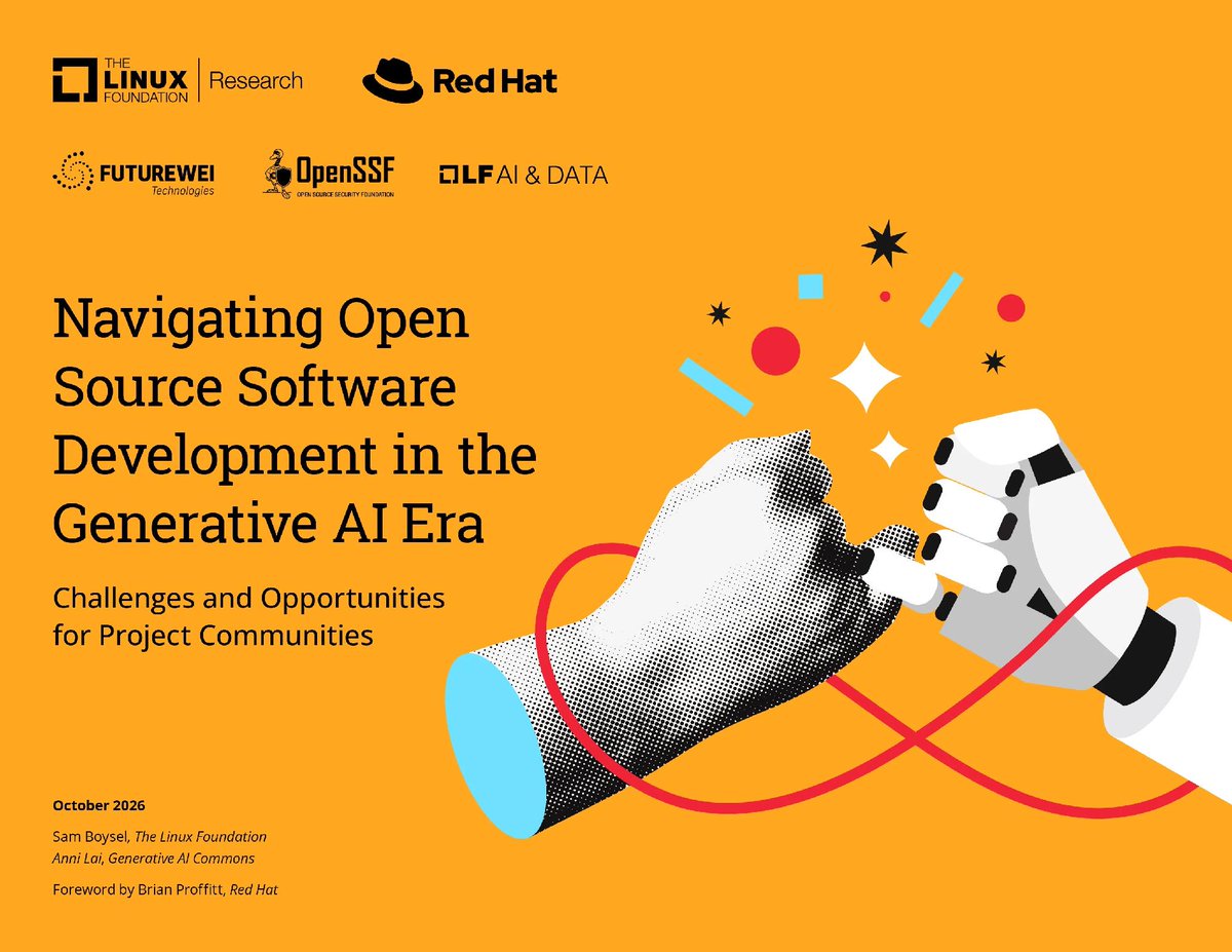 redhatopen's tweet photo. AI is changing how software gets built. From developer productivity to maintainer burnout, new research reveals why transparency, collaboration, and open source community health matter more than ever.

Explore the findings: https://t.co/1UIxHEoSeW

#OpenSource #AI #GenerativeAI https://t.co/trIUi36Yzb