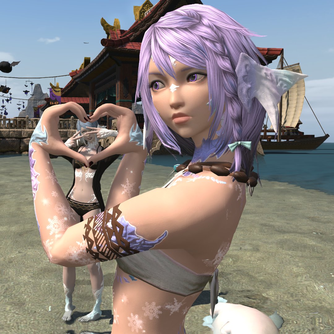 EorzeaMuses's tweet photo. ୨୧ we came for a swim... we’re still taking pictures ♡

♡ Tsuki &amp; Kala ♡
#FFXIV #GPOSERS #FFXIVGLAM #FF14 #AuRa https://t.co/33GFm1KDcu