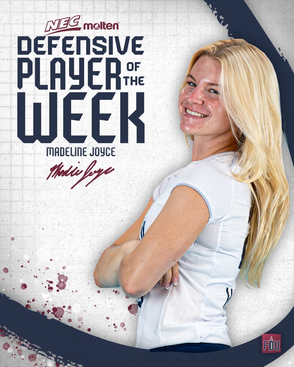 FDUKnightsWVB's tweet photo. nothing gets past Joyce! 

Maddie gets her third straight defensive player of the week 🔥

#uKNIGHTED https://t.co/n7XeGY5rJH