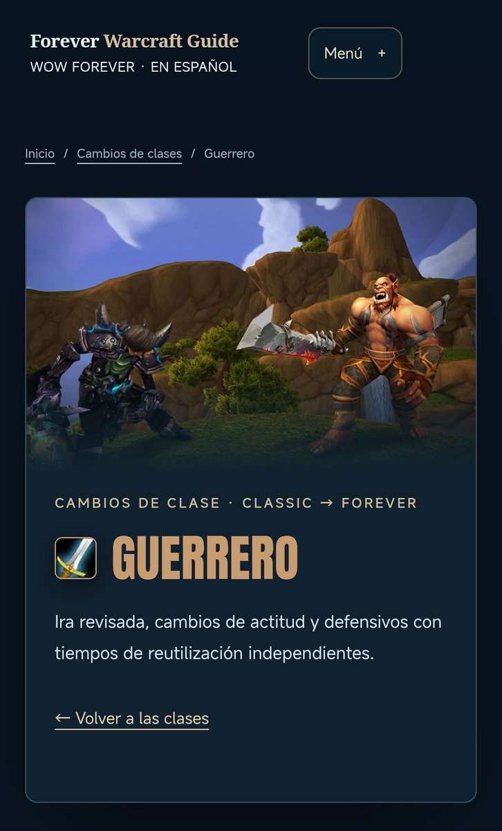 foreverwowguide's tweet photo. Quieres conocer los cambios de Clasic a Forever para estar al tanto de tu clase?

En https://t.co/wl2S9w0JmW te contamos todos los cambios.

Busca tu clase y compara!

#WoWForever #wow #worldofwarcraft https://t.co/N8kDUzkWEN